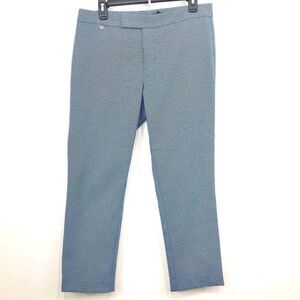 Lauren Ralph Lauren Blue Geometric Pattern Tapered Leg Dress Pants Trousers